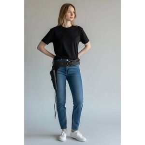 Vintage Cheney Black Leather Holster W/ Adjustable Belt! 10" Holster